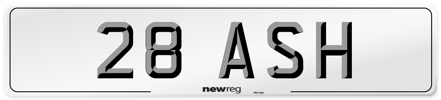 28 ASH Number Plate from New Reg